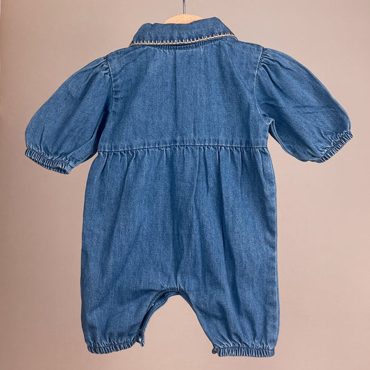 Next Baby Jeans-Overall in Blau, Größe 56 – Rückansicht