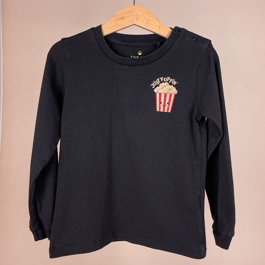 The New Siblings Langarmshirt mit kleinem Popcorn-Motiv – Vorderansicht