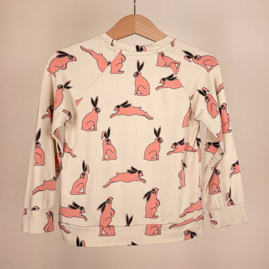 Mini Rodini Sweatshirt mit rosa Hasen Größe 98 Rückseite