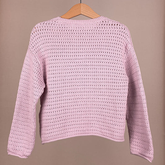 ZARA Mädchen-Strickpullover mit Kirschen in Rosa, Größe 104 – Rückansicht