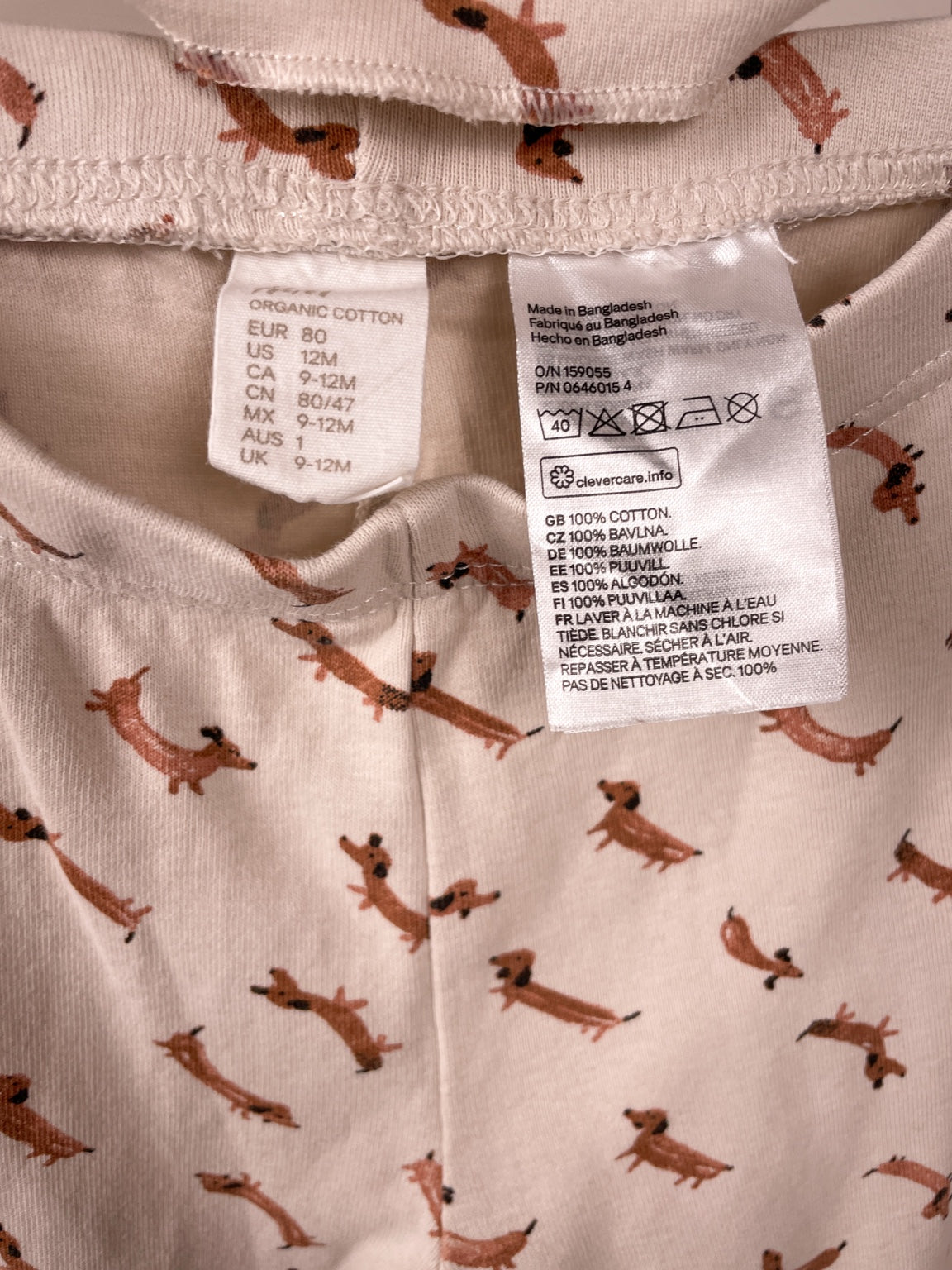 H&M Baby Schlafanzug Größe 80 9 bis 12 Monate 100 Prozent Bio-Baumwolle