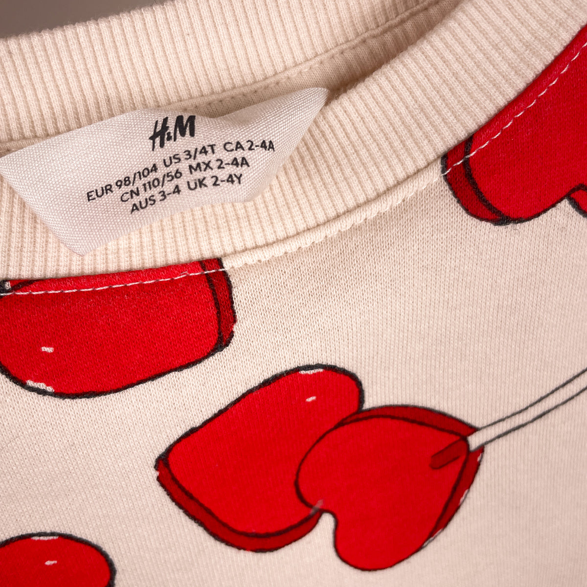 Größenetikett H&M, Größe 98/104