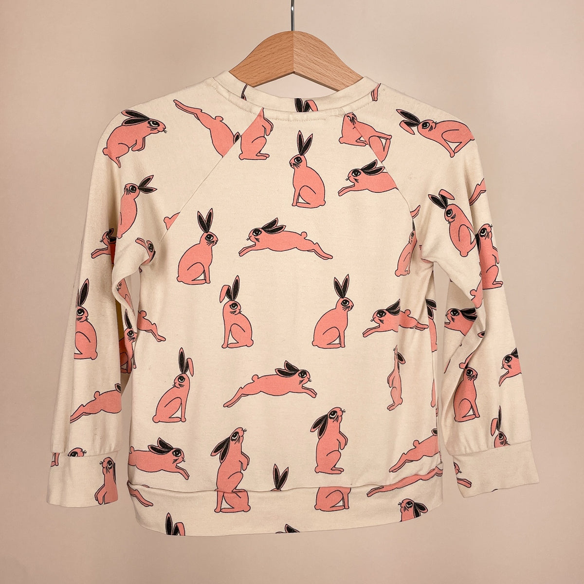 Mini Rodini Sweatshirt mit rosa Hasen Größe 98 Rückseite