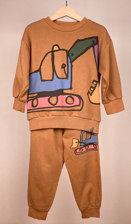 Next Jungen Sweatset mit Bagger Größe 98 Vorderansicht