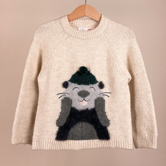 Zara Kinder Pullover mit Tiermotiv Größe 92 Vorderansicht