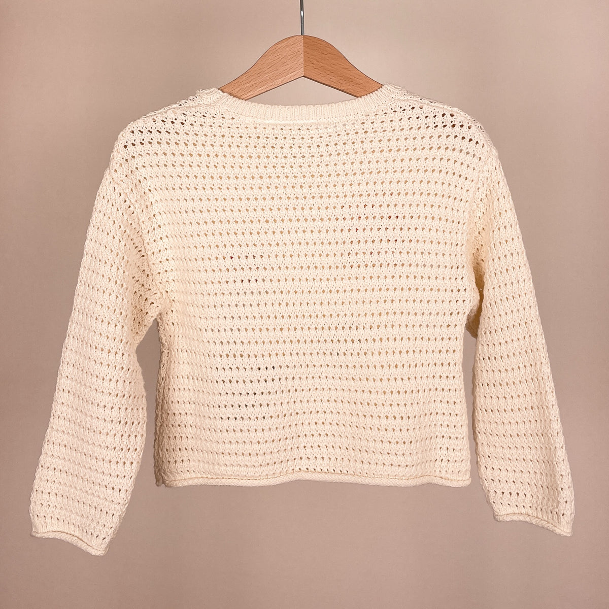 Zara Mädchen Häkelpullover mit Blumen Größe 92 Rückseite