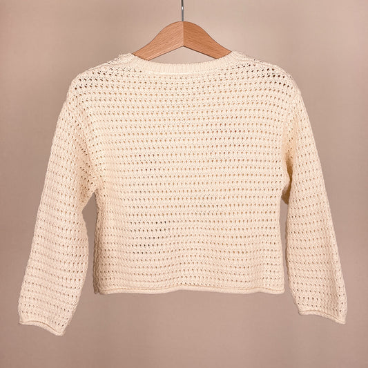 Zara Mädchen Häkelpullover mit Blumen Größe 92 Rückseite