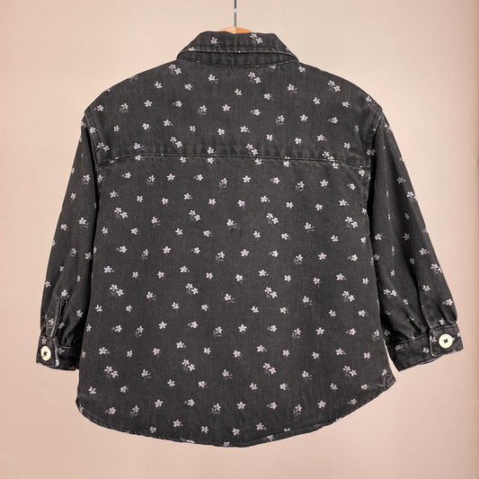 Zara Mädchen Jacke mit Blumenmuster Größe 98 Rückansicht