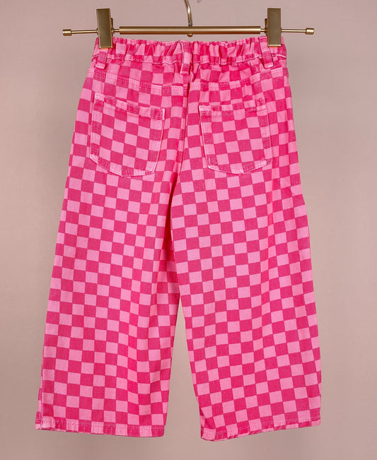 Zara Mädchen Karohose in Pink Größe 98 Rückansicht