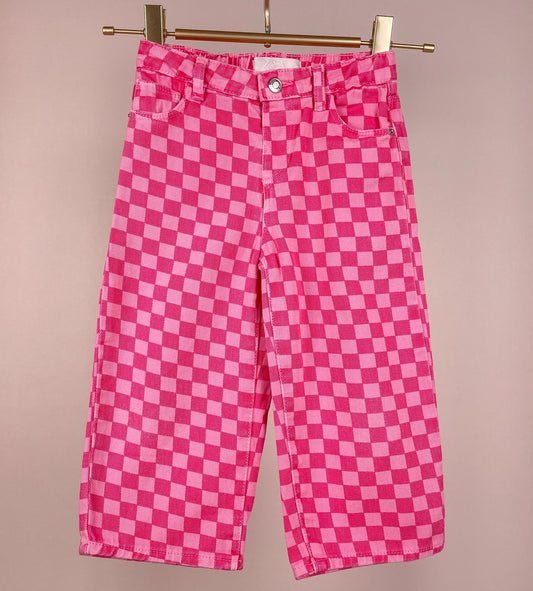 Zara Mädchen Karohose in Pink Größe 98 Vorderansicht