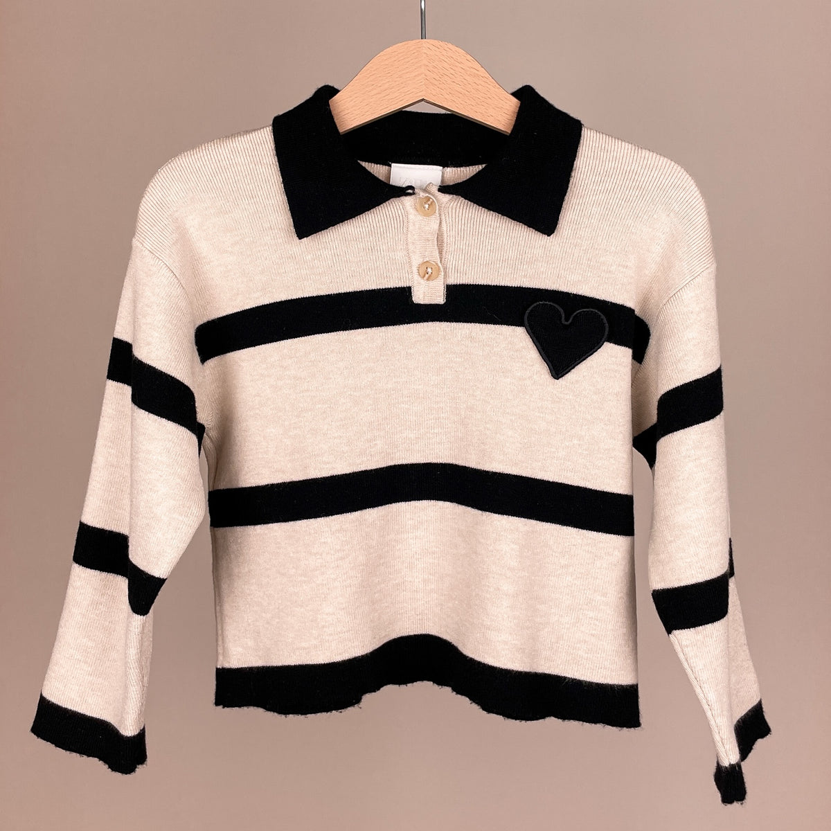 Zara Mädchen Pullover mit Streifen und Herz Größe 104 Rückansicht